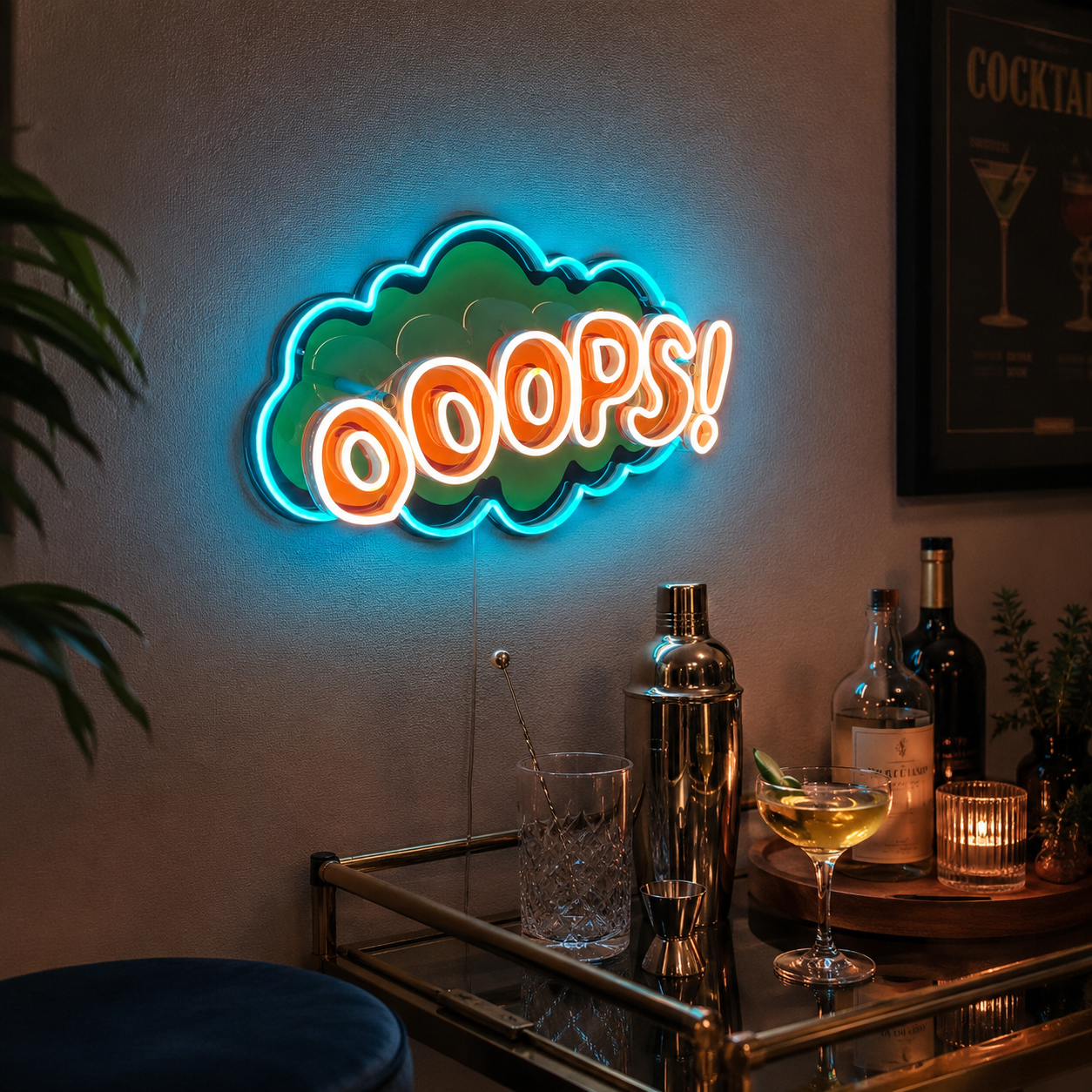 Cartoon Speech Bubble Ooops LED Neon Sign - 03 Real Lifestyle Scene