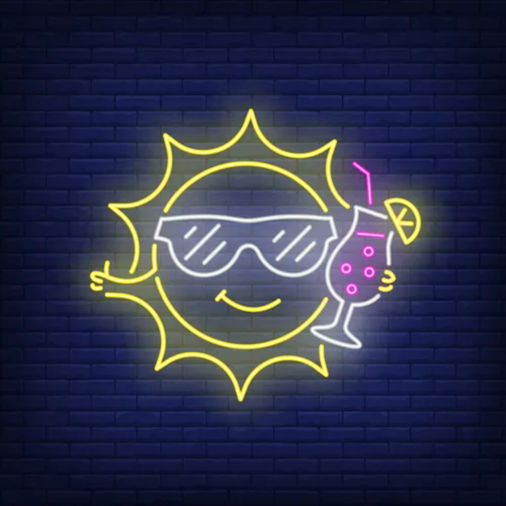 Cartoon Sun Drinking Cocktail Led Neon Sign | Shineneon