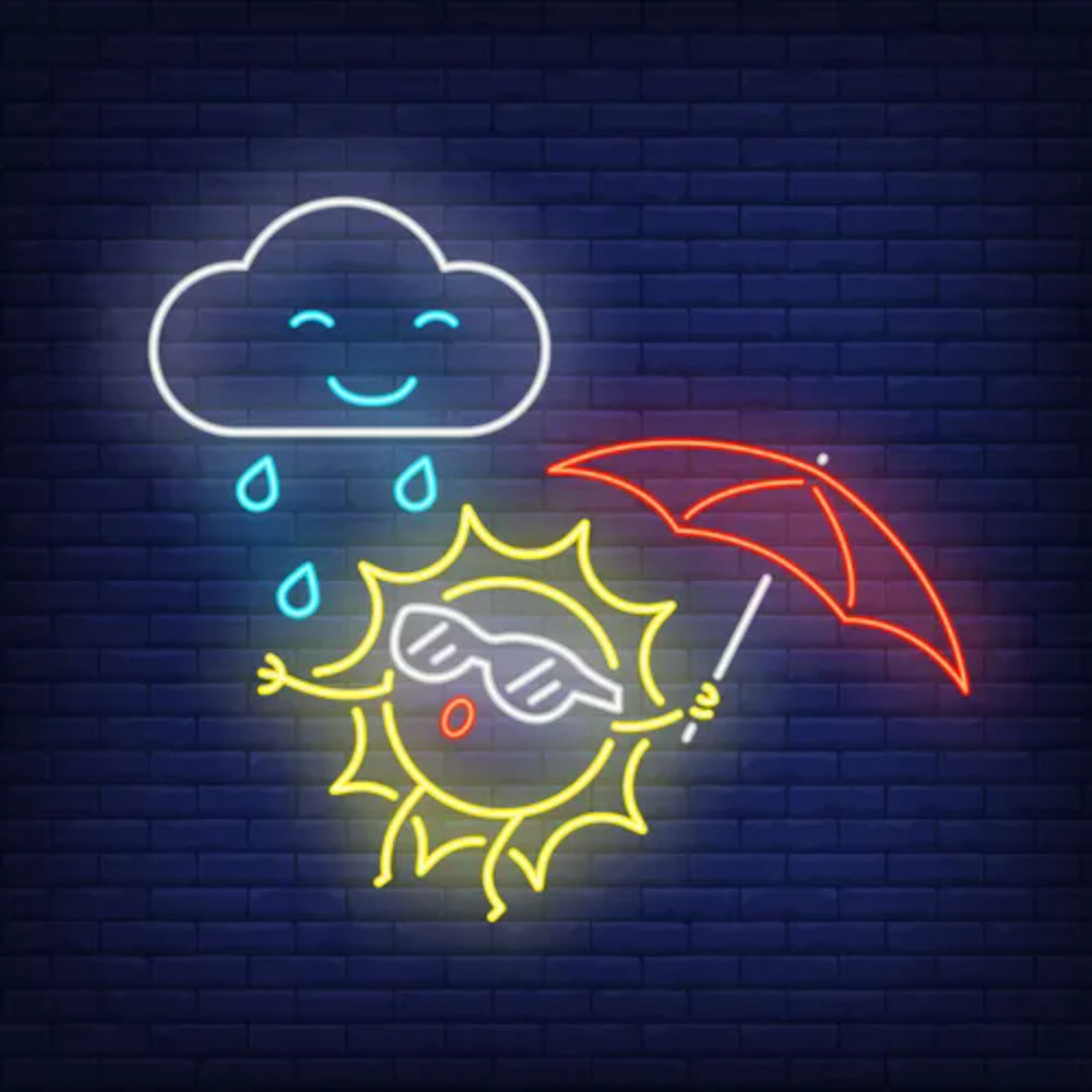 Cartoon Sun With Umbrella Rain Led Neon Sign | Shineneon