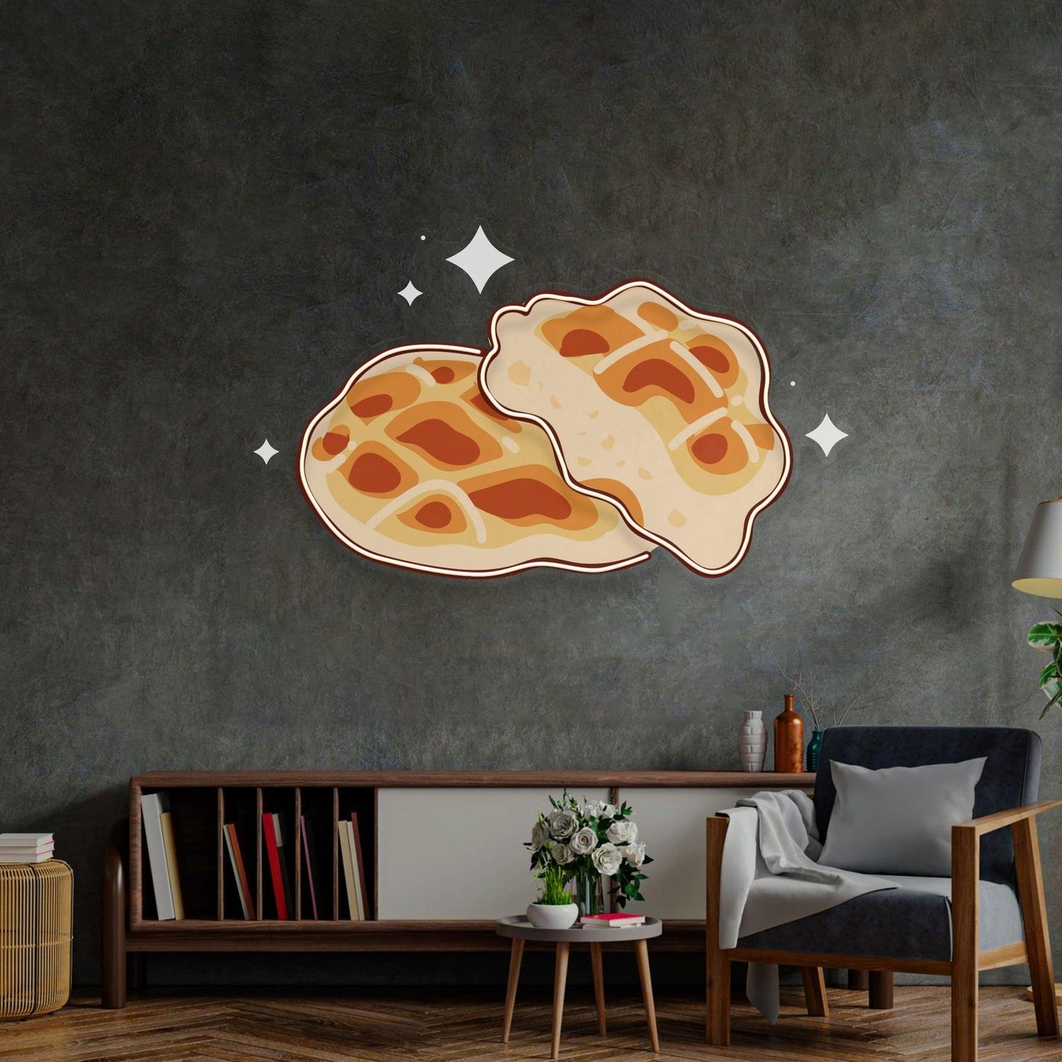 Cartoon Waffle Stars Uv Printed Led Neon Sign For Home Living Room Decor | Shineneon
