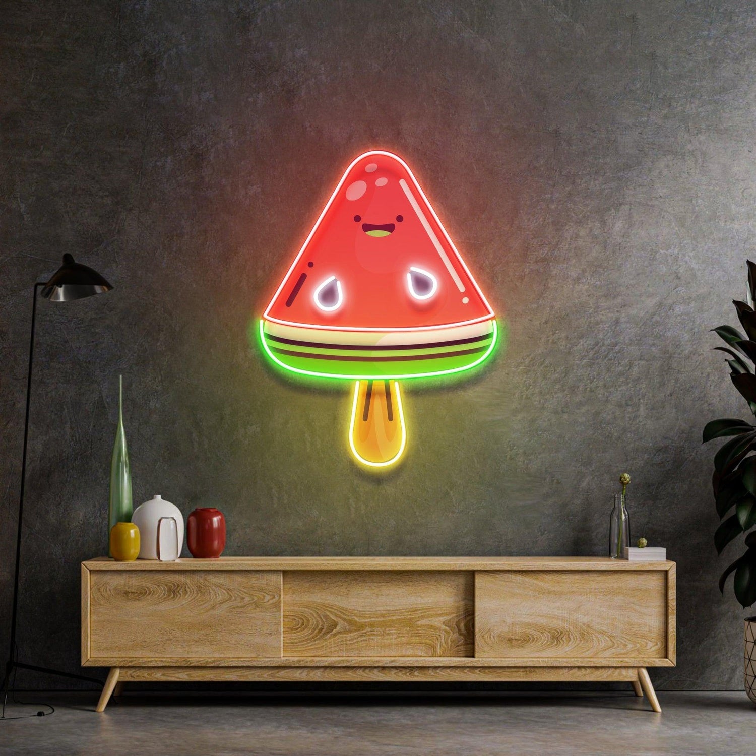 Cartoon Watermelon Popsicle Uv Printed Led Neon Sign For Indoor Decor | Shineneon