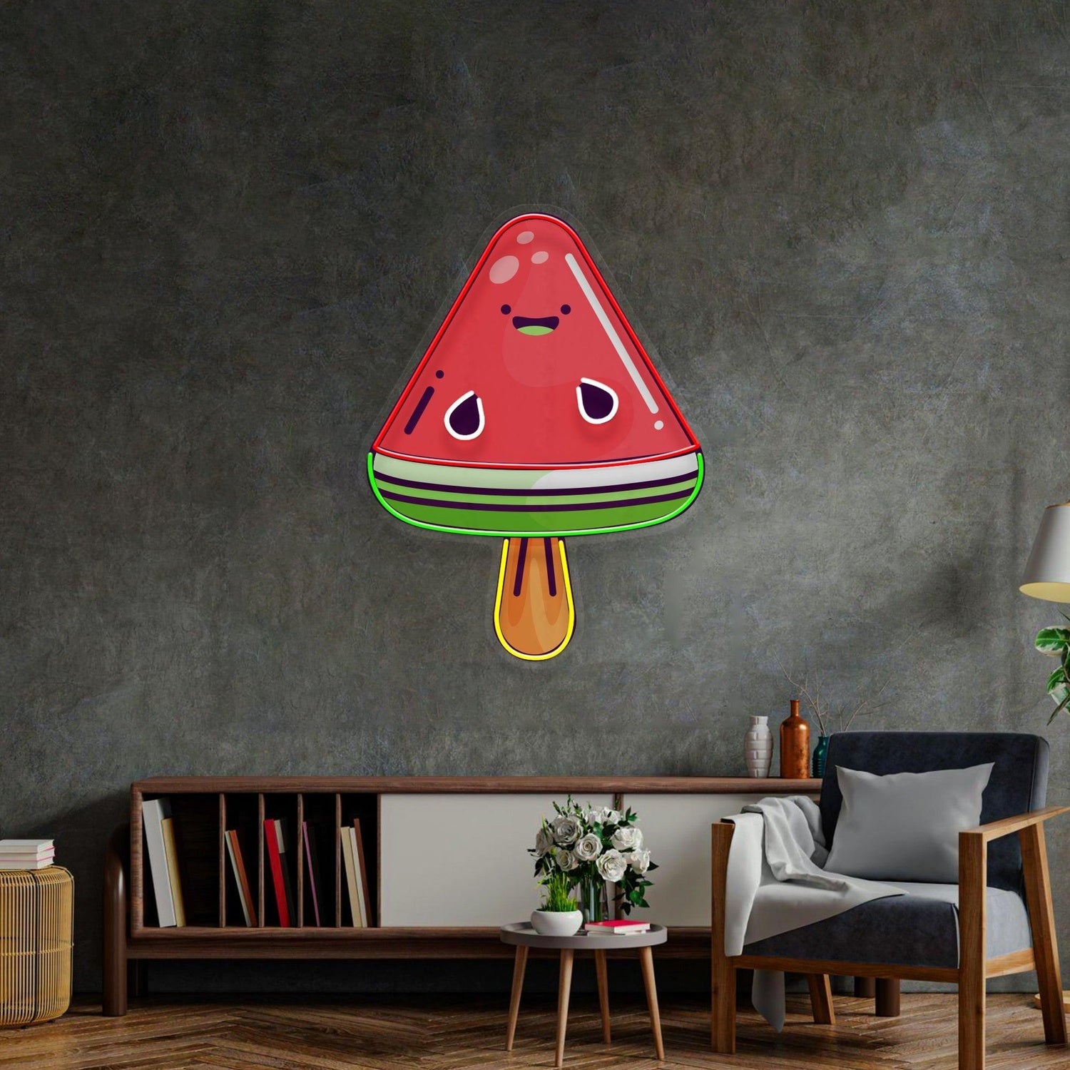 Cartoon Watermelon Popsicle Uv Printed Led Neon Sign For Indoor Decor | Shineneon