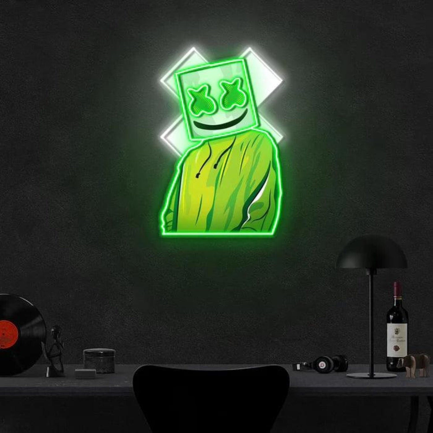 Cartoon X Mask Green White Led Neon Sign For Indoor Wall Decor | Shineneon