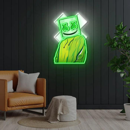 Cartoon X Mask Green White Led Neon Sign For Indoor Wall Decor | Shineneon