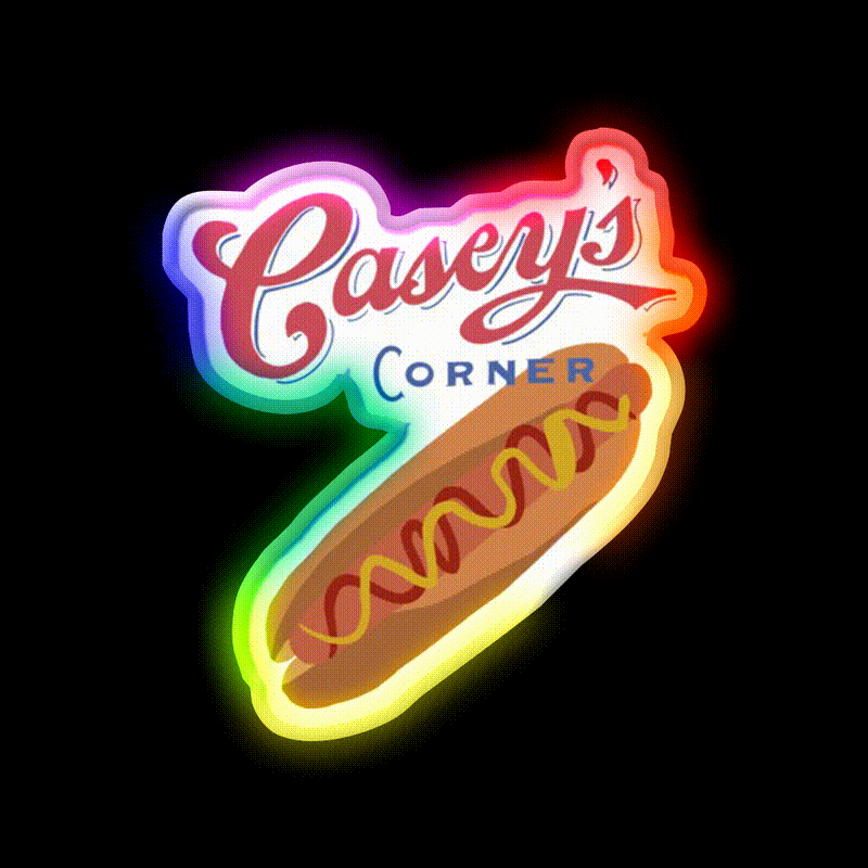 Casey S Corner Snack Food Led Neon Sign Rgb Color - LED neon sign close-up detail
