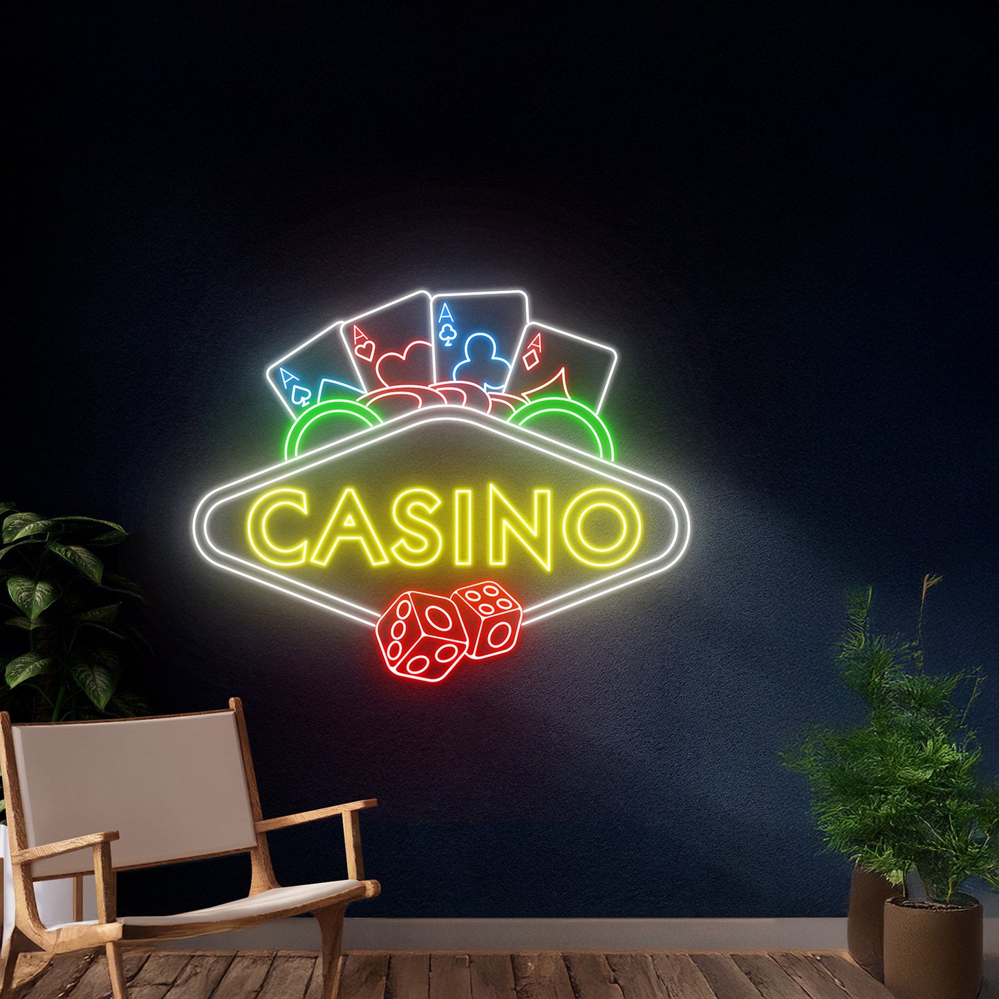 Casino Led Neon Sign For Game Players Room