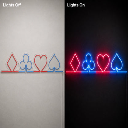 Casino Suit Line Neon Sign LED Neon Sign day and night comparison