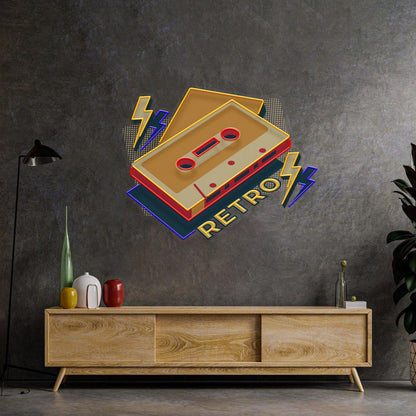Cassette Heart Face Uv Printed Led Neon Sign Retro Home Wall Art | Shineneon