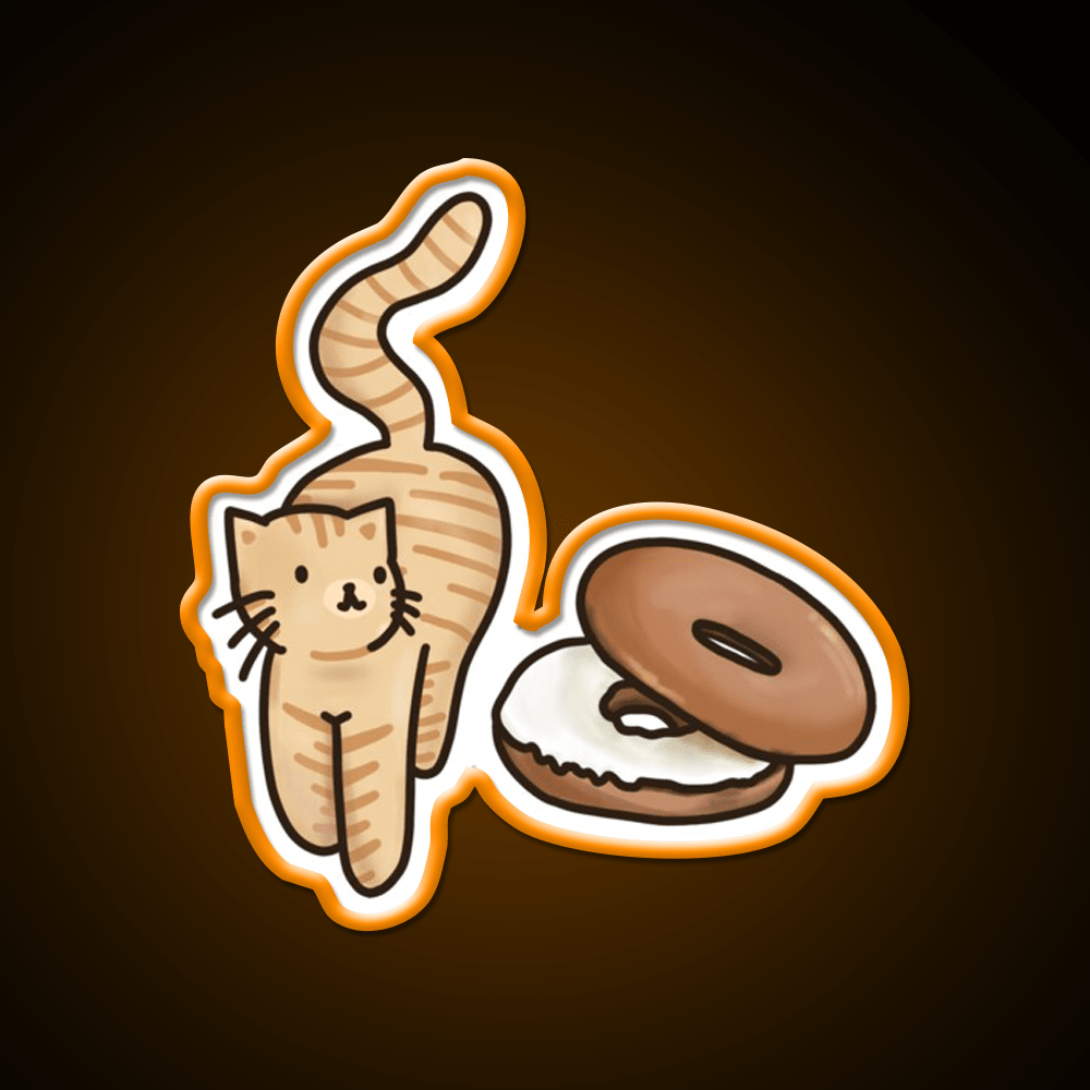 Cat And Bagel Snack Food Led Neon Sign Rgb Color - Shineneon