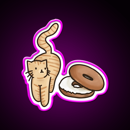 Cat And Bagel Snack Food Led Neon Sign Rgb Color - Shineneon