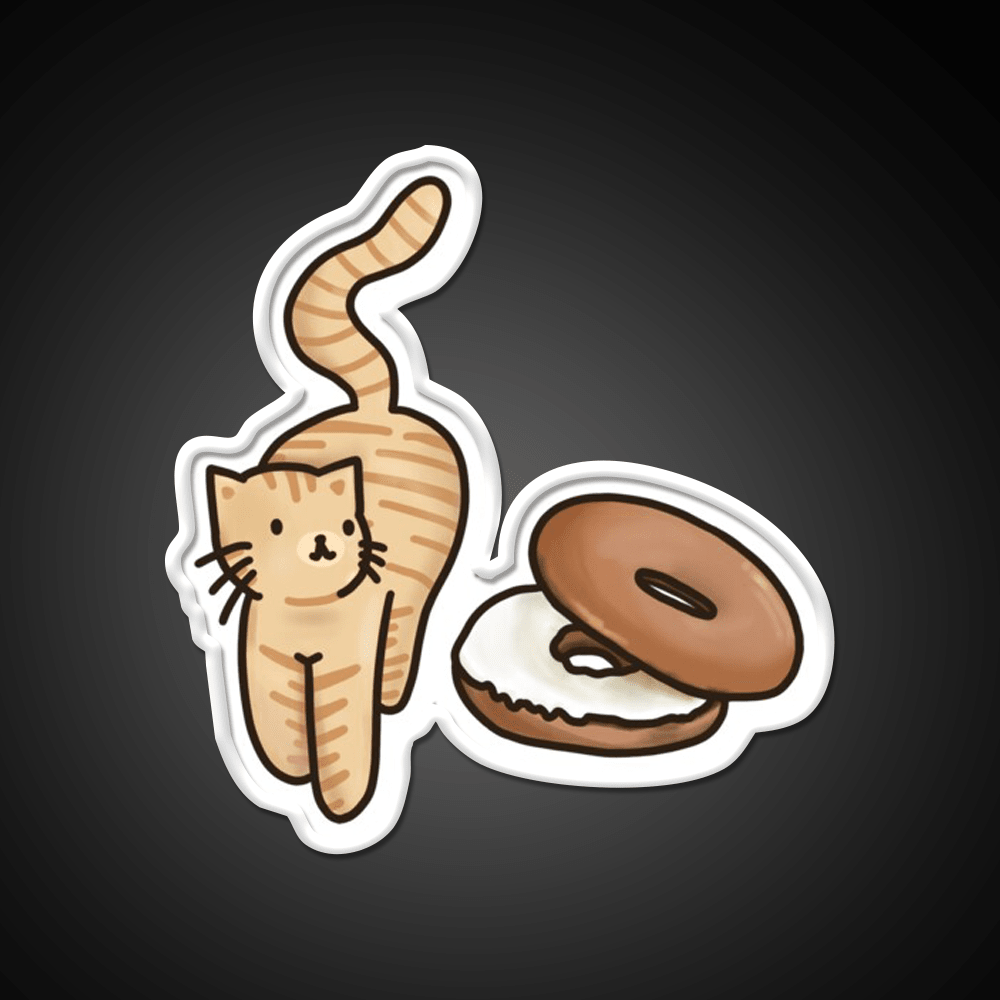 Cat And Bagel Snack Food Led Neon Sign Rgb Color - Shineneon