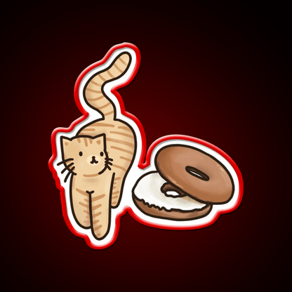 Cat And Bagel Snack Food Led Neon Sign Rgb Color - Shineneon