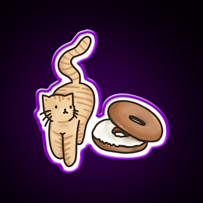 Cat And Bagel Snack Food Led Neon Sign Rgb Color - Shineneon
