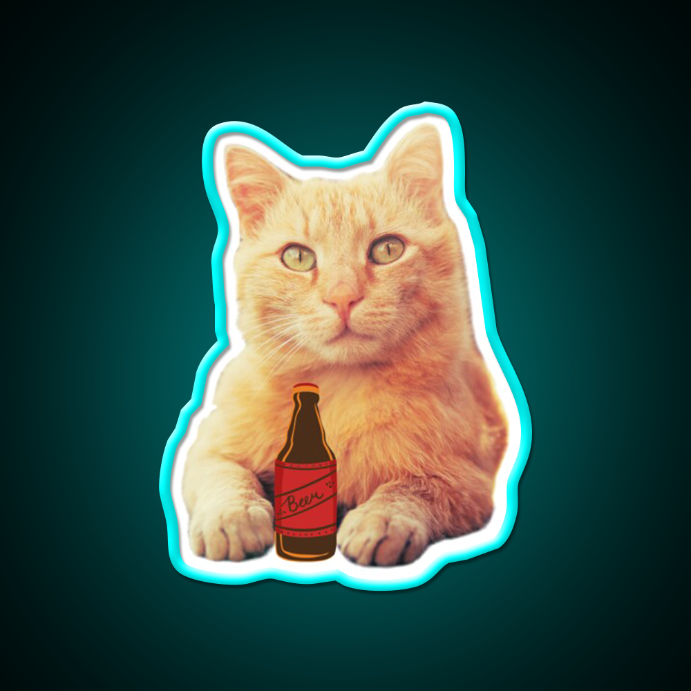 Cat And Beer Bar Decor Led Neon Sign Rgb Color - Size and dimension reference