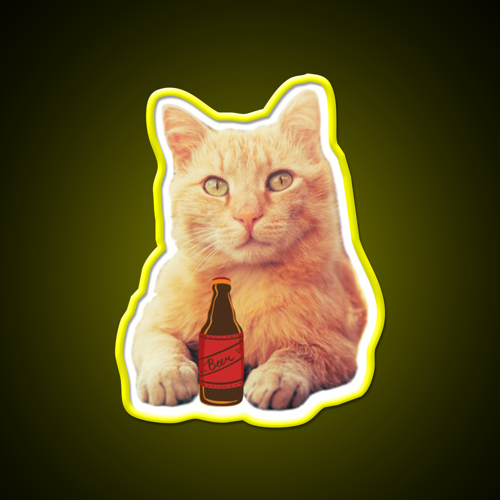Cat And Beer Bar Decor Led Neon Sign Rgb Color
