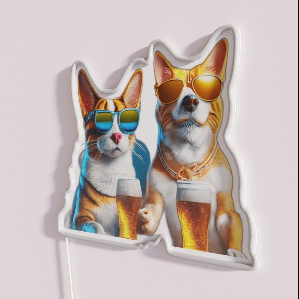Cat And Dog Chilling Rgb Led Neon Sign - Shineneon