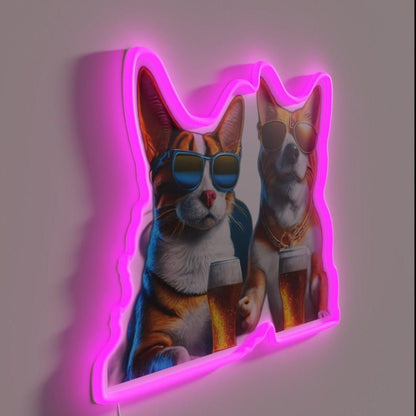 Cat And Dog Chilling Rgb Led Neon Sign - Shineneon