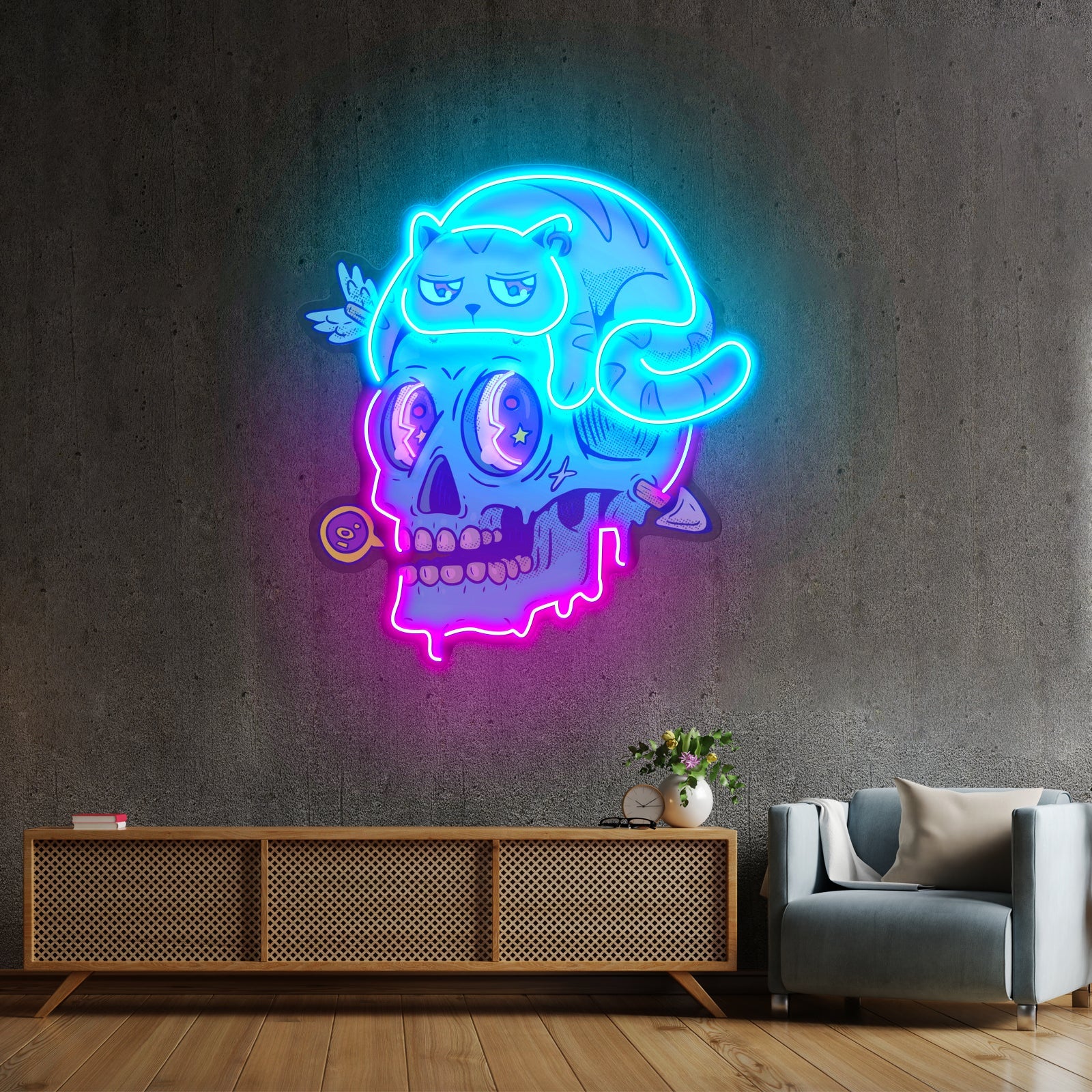 Cat And Skull Led Neon Sign Light Custom Led Signs - Shineneon