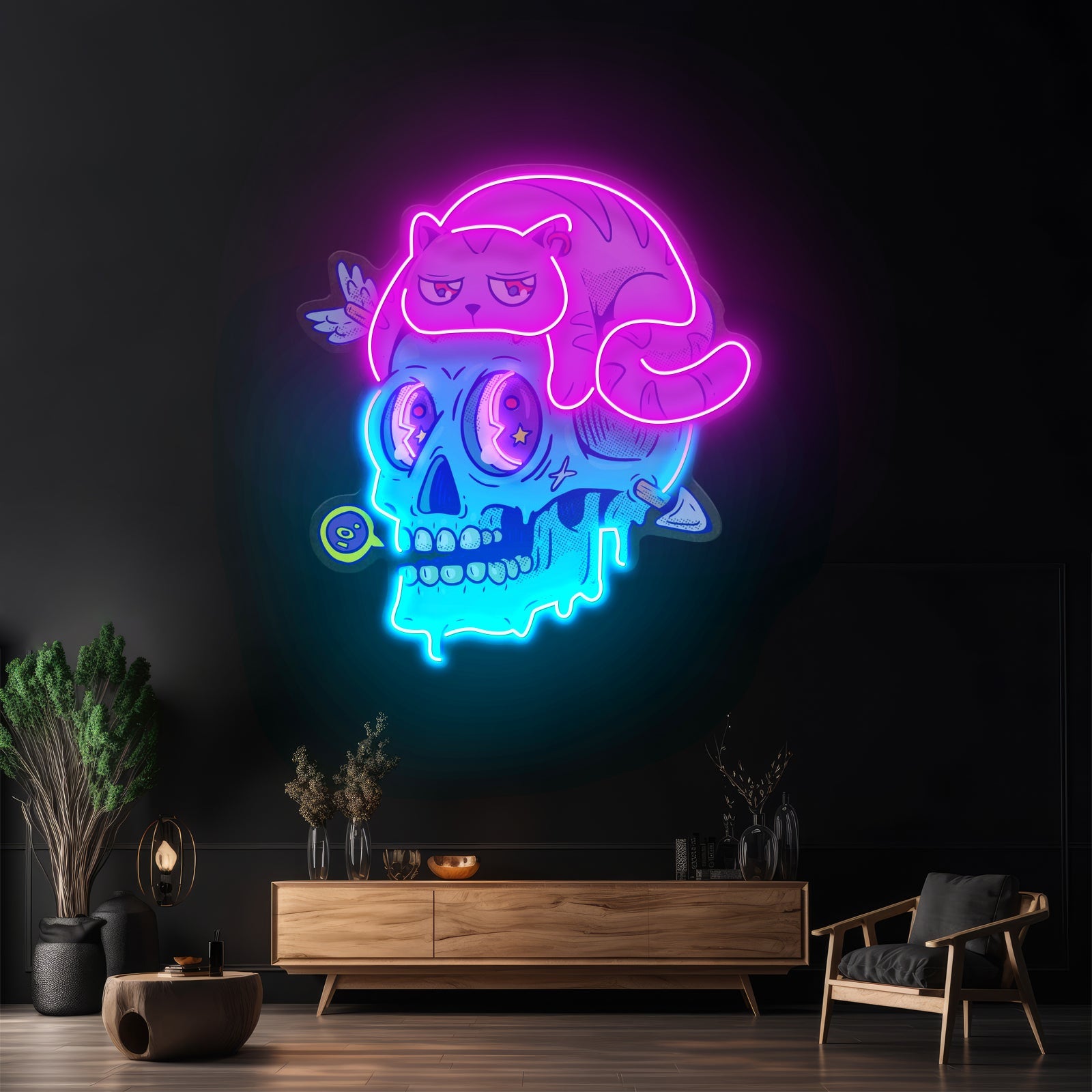 Cat And Skull Led Neon Sign Light Custom Led Signs - Shineneon