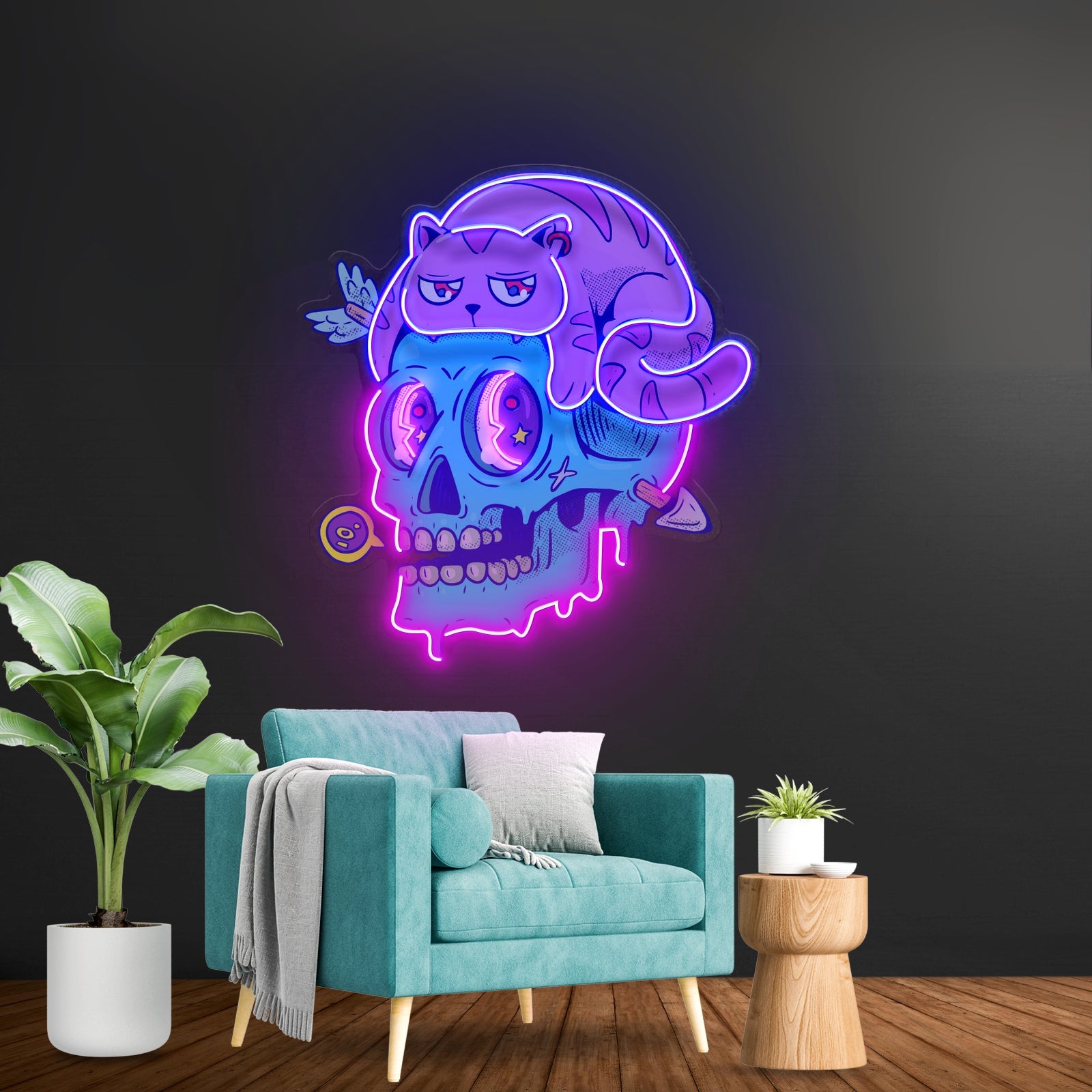 Cat And Skull Led Neon Sign Light Custom Led Signs - Shineneon