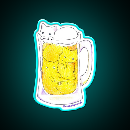 Cat Beer Cat Beer Bar Decor Led Neon Sign Rgb Color - Size and dimension reference