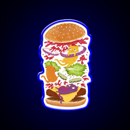 Cat Burger Fast Food Led Neon Sign For Burger Place Rgb Color - Shineneon
