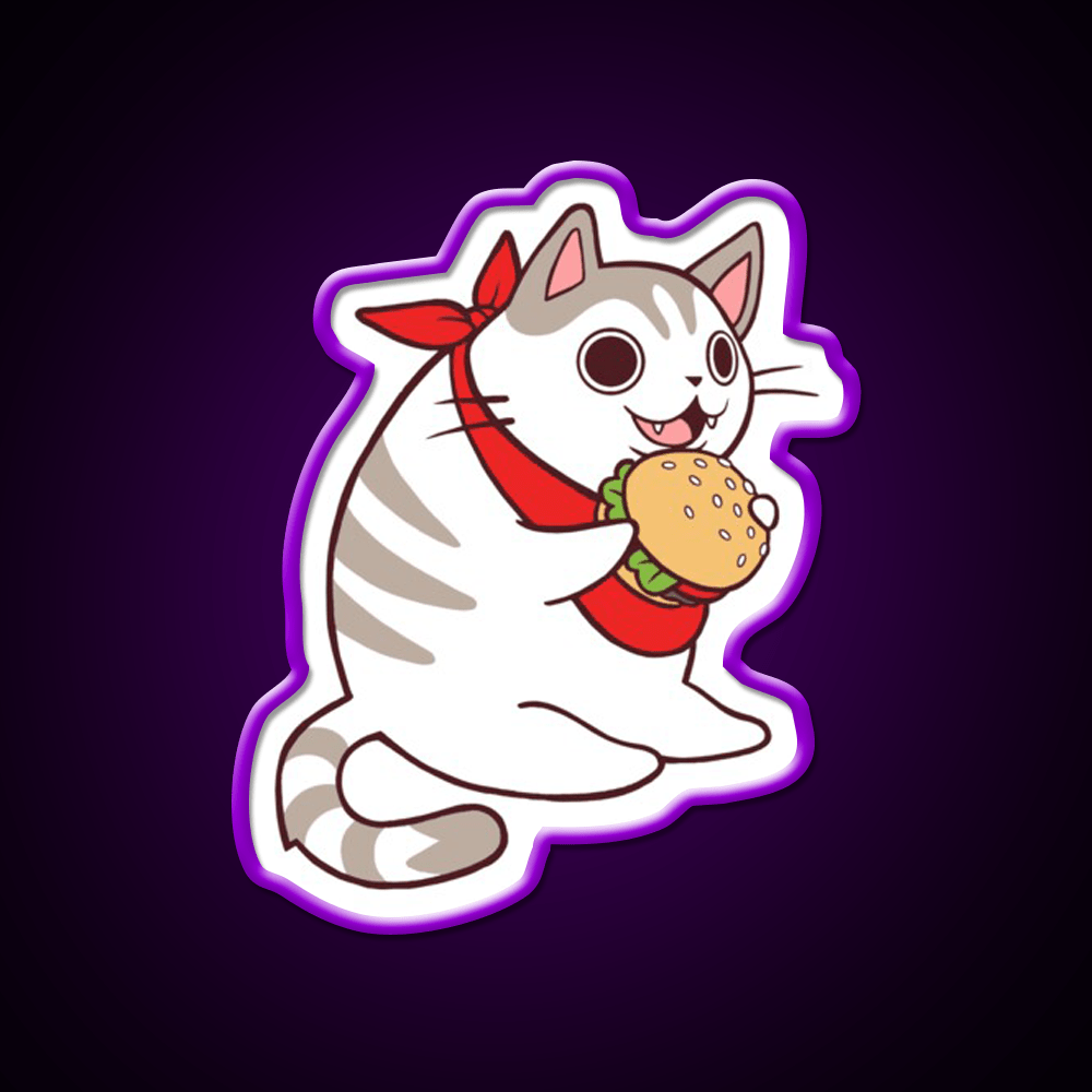 Cat Burgerlar Fast Food Led Neon Sign For Burger Place Rgb Color - Shineneon
