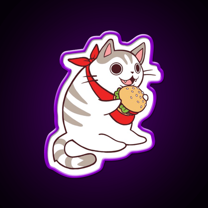 Cat Burgerlar Fast Food Led Neon Sign For Burger Place Rgb Color - Shineneon