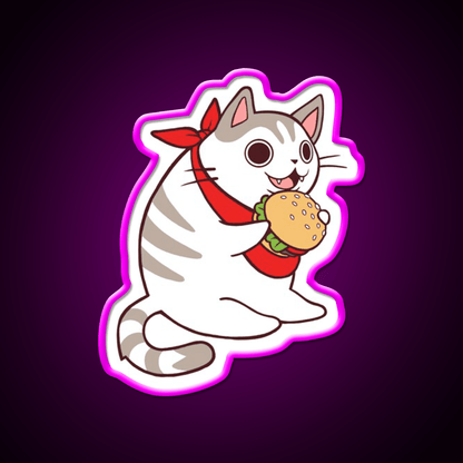 Cat Burgerlar Fast Food Led Neon Sign For Burger Place Rgb Color - Shineneon