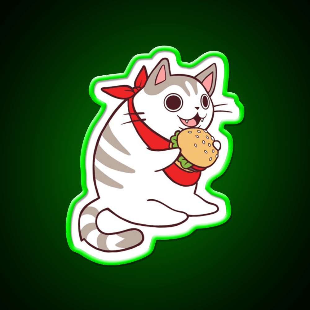 Cat Burgerlar Fast Food Led Neon Sign For Burger Place Rgb Color - Shineneon