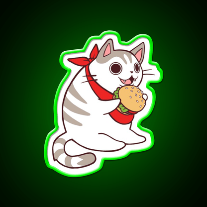Cat Burgerlar Fast Food Led Neon Sign For Burger Place Rgb Color - Shineneon