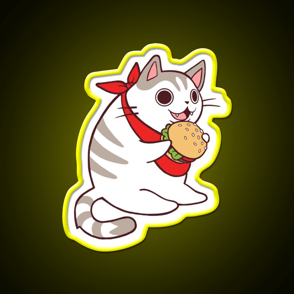 Cat Burgerlar Fast Food Led Neon Sign For Burger Place Rgb Color - Shineneon