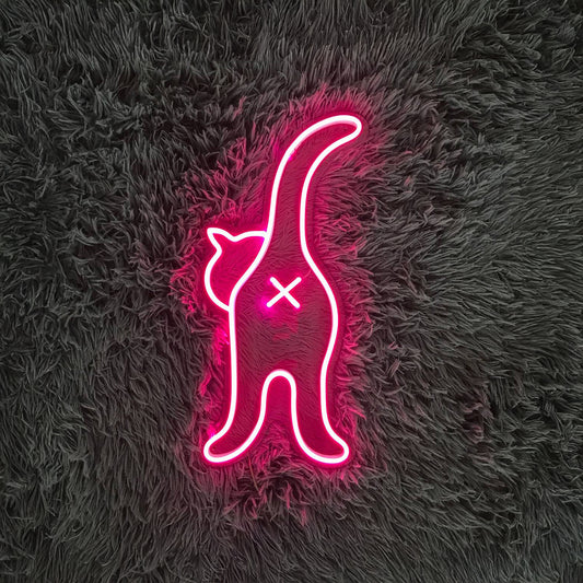 Cat Butt Line Art Neon Sign