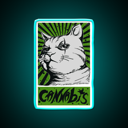 Cat Cannabis 1920 Cat 420 Hemp Inspired Green Leaf Led Neon Sign Rgb Color - Size and dimension reference