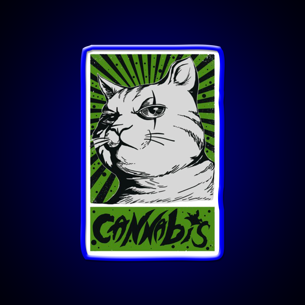 Cat Cannabis 1920 Cat 420 Hemp Inspired Green Leaf Led Neon Sign Rgb Color - LED neon sign view 5