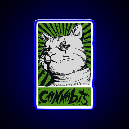 Cat Cannabis 1920 Cat 420 Hemp Inspired Green Leaf Led Neon Sign Rgb Color - LED neon sign view 5