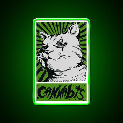Cat Cannabis 1920 Cat 420 Hemp Inspired Green Leaf Led Neon Sign Rgb Color - LED neon sign view 8