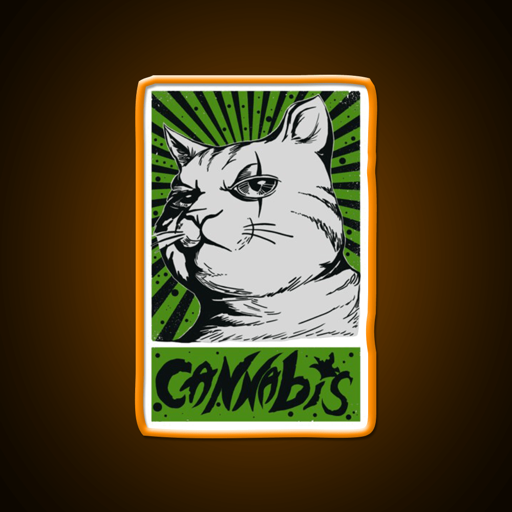 Cat Cannabis 1920 Cat 420 Hemp Inspired Green Leaf Led Neon Sign Rgb Color - Shineneon