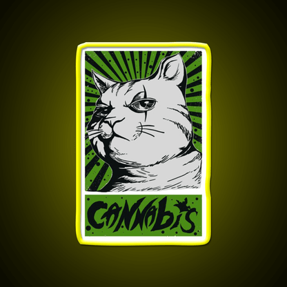Cat Cannabis 1920 Cat 420 Hemp Inspired Green Leaf Led Neon Sign Rgb Color - Shineneon