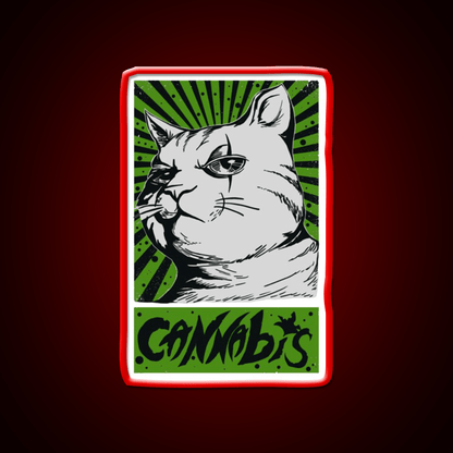 Cat Cannabis 1920 Cat 420 Hemp Inspired Green Leaf Led Neon Sign Rgb Color - Shineneon