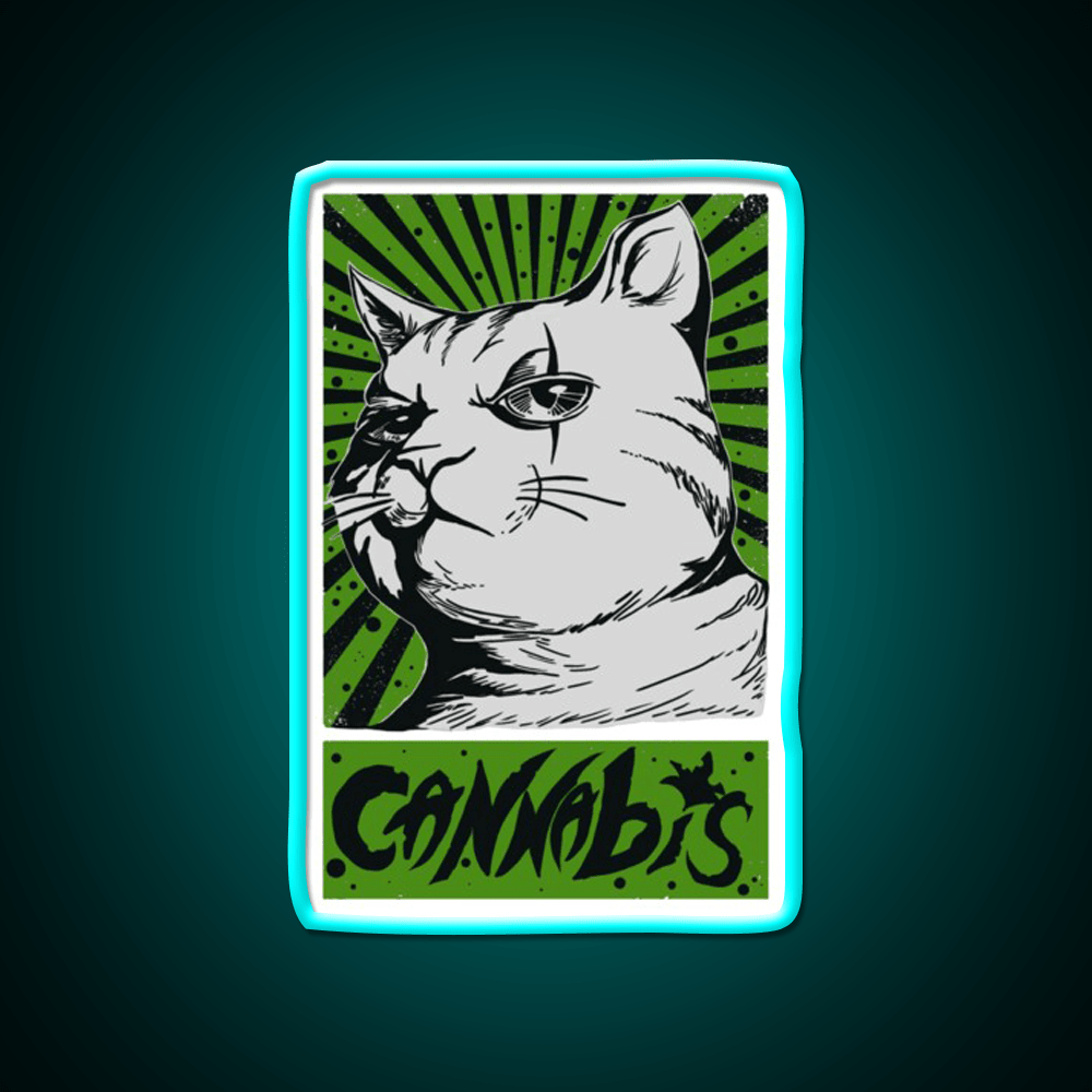 Cat Cannabis 1920 Cat 420 Hemp Inspired Green Leaf Led Neon Sign Rgb Color - Shineneon
