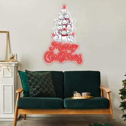 Cat Christmas Acrylic Led Neon Sign | Shineneon