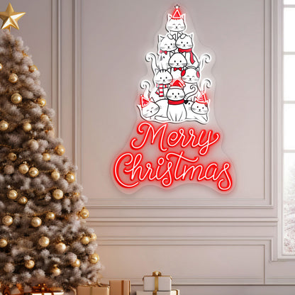 Cat Christmas Acrylic Led Neon Sign | Shineneon