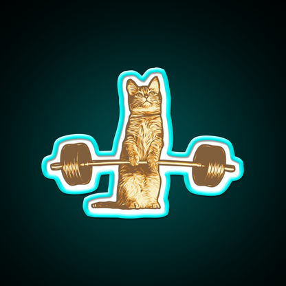 Cat Deadlif Exercise Weightlift Bodybuilding Burn Gym Fitness Led Neon Sign Rgb Color - Size and dimension reference