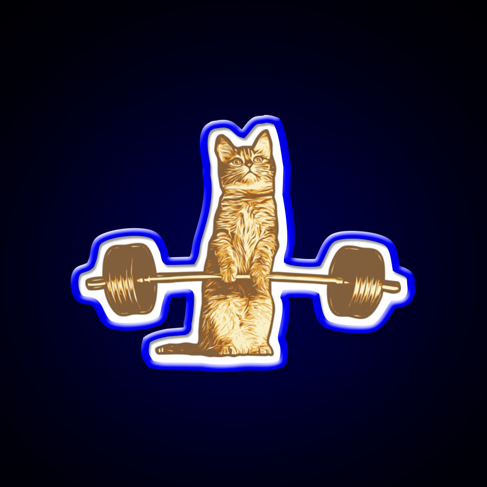 Cat Deadlif Exercise Weightlift Bodybuilding Burn Gym Fitness Led Neon Sign Rgb Color - LED neon sign view 5