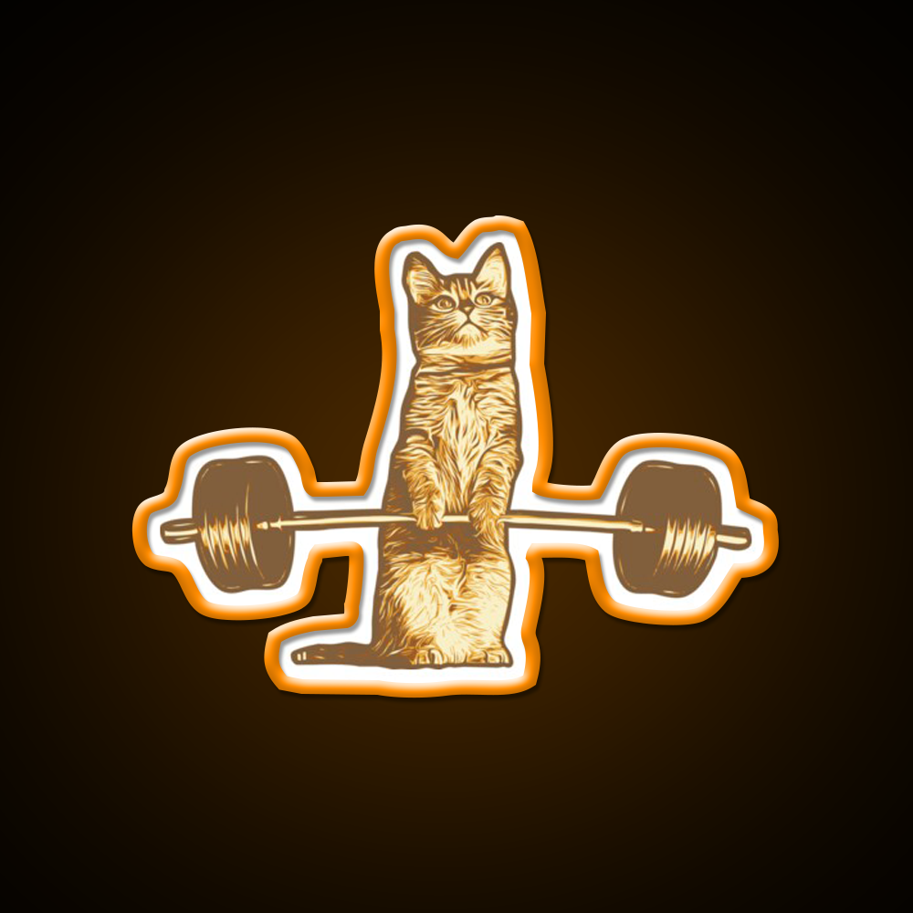 Cat Deadlif Exercise Weightlift Bodybuilding Burn Gym Fitness Led Neon Sign Rgb Color - LED neon sign view 6