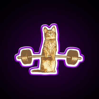 Cat Deadlif Exercise Weightlift Bodybuilding Burn Gym Fitness Led Neon Sign Rgb Color - Shineneon