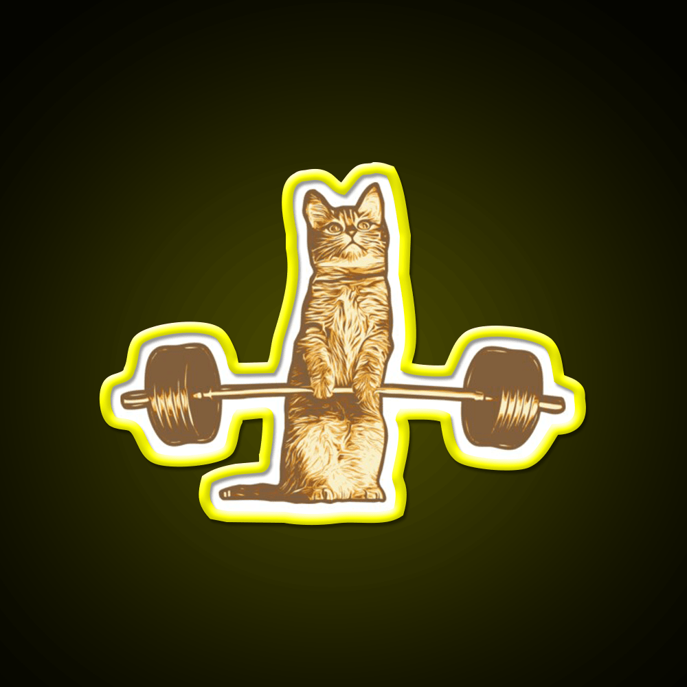 Cat Deadlif Exercise Weightlift Bodybuilding Burn Gym Fitness Led Neon Sign Rgb Color - Shineneon