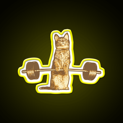 Cat Deadlif Exercise Weightlift Bodybuilding Burn Gym Fitness Led Neon Sign Rgb Color - Shineneon