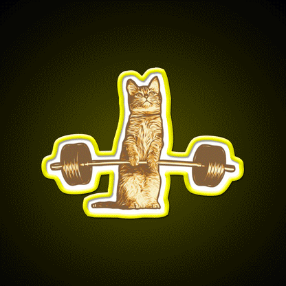 Cat Deadlif Exercise Weightlift Bodybuilding Burn Gym Fitness Led Neon Sign Rgb Color - Custom LED neon sign front view